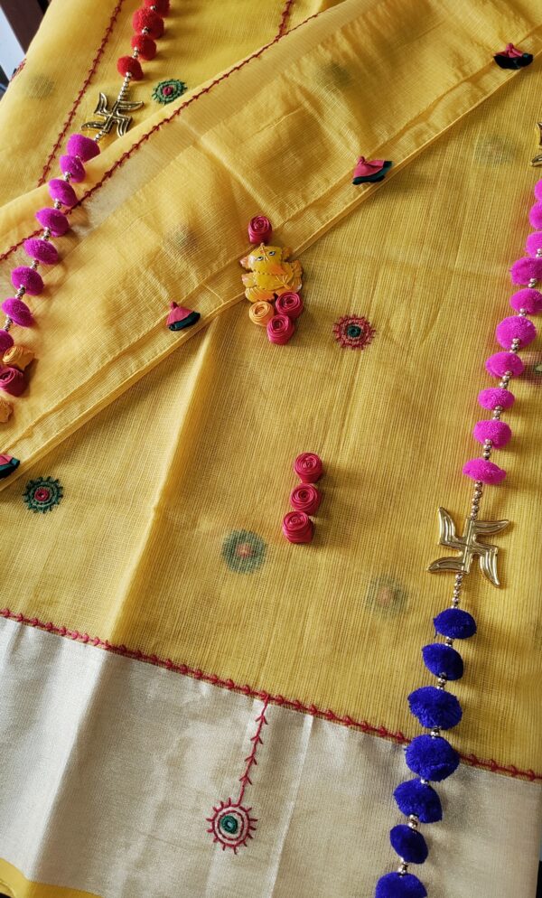 Ghabakala_SKUKOTAB12_Yellow-Hand-Embroidered-Kota-Doria-Sari-With-Broad-Zari-Border