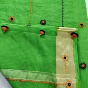 Ghabakala_SKUKOTAB14_Light-Green-Hand-Embroidered-Kota-Doria-Sari-With-Broad-Zari-Border