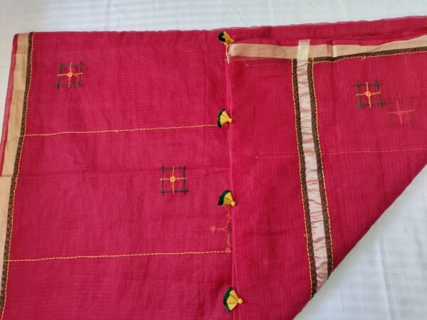 Ghabakala_SKUKOTAN02_Red-Hand-Embroidered-Kota-Doria-Sari-With-Zari-Border