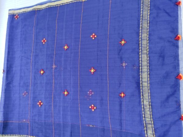 Ghabakala_SKUKOTAN03_Navy-Blue-Hand-Embroidered-Kota-Doria-Sari-With-Zari-Border