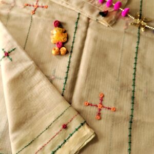 Ghabakala_SKUKOTAN07_Beige-Hand-Embroidered-Kota-Doria-Sari-With-Zari-Border