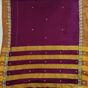 Ghabakala_SKUNARAYANPET03_Magenta-Hand-Embroidered-Mirror-Work-Cotton-Narayanpet-Saree-With-Border