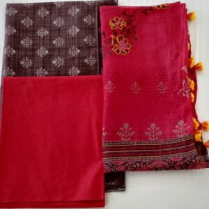 Ghabakala_SKUSUITMATERIAL04_Brown-and-Red-Suit-Material-With-Red-Hand-Embroidered-Dupatta