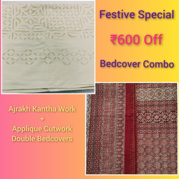 Ghabakala_SKUBEDCOVERCOMBO02_Ajrakh-Kantha-Work-And-Applique-Cutwork-Double-Bedcovers
